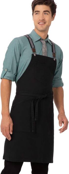 Abs01jbk0-jbk-os Chef Works Unisex Berkeley Bib Apron One Size Jet Black