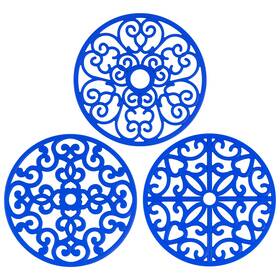 Ftk009b Chefbee 3pcs Silicone Trivet Mat - Flexible Non-slip Heat Resistant Modern Ki