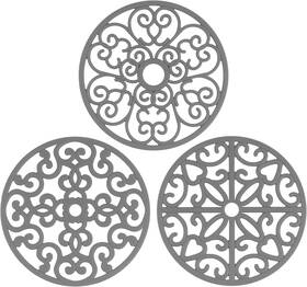 Ftk009c Chefbee 3pcs Silicone Trivet Mat - Flexible Non-slip Heat Resistant Gray