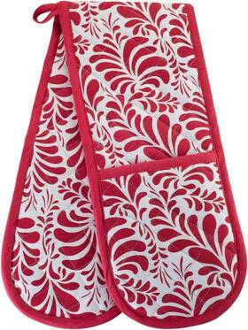 43178-41152 Chefs Tech Kitchen Bbq Christmas Red Double Oven Mitts Gloves Extra Long And Pretty