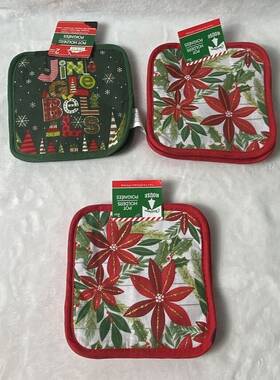 Christmas House 195464043219 Lot Of 3 New-christmas Pot Holders. 2 Pc. 7 Inch X
