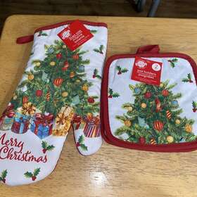 Christmas House 195464043264 Theme Oven Mitt And 2 Pot Holders Tree Ftmerry Christmasft