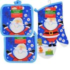 Christmas House Jolly Santa Holiday Oven Mitt Pot Holders 639277868688