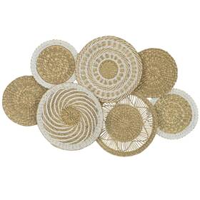 Sku000033 Chumdecor Wicker Wall Decor Set Boho Basket Medium Seagrass White Mix