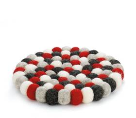 Cilio 017166469950 Fair Trade Certified 100% Wool Trivet Made In Nepal 8 Inch Round Red