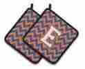 Cj1060-epthd Caroline S Treasures Letter E Chevron Blue And Orange 3 Pair Of Pot Holders 638508398871
