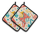 Cj2001-xpthd Carolines Treasures Letter Retro Teal Orange Musical Instruments 638508386144
