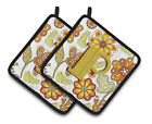 Cj2003-ppthd Carolines Treasures Letter Floral Mustard And Green Pair 638508386571