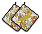 Cj2003-zpthd Carolines Treasures Letter Floral Mustard And Green Pair 638508386670