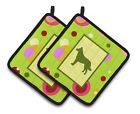 Ck1114pthd Carolines Treasures Lime Green Dots Malinois Pair Of Pot Holders