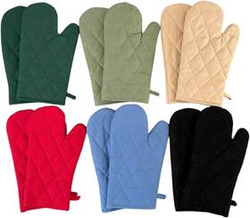 Classic Home 705353287138 12 Pack Oven Mitts 100% Cotton Heat Resistant Quilted Kitchen Gloves Assorted Co