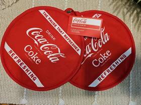 51715 Coca-cola New 2 Piece 9 Inch Round Pot Holder Coke Red Machine Washable Free Shi