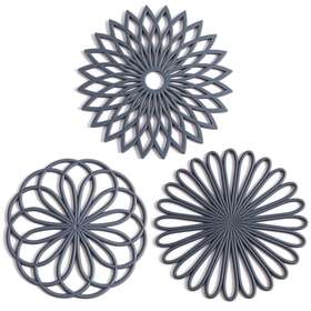 Colinda 712449333834 Set Of 3 Silicone Trivet Mat - Hot Pot Holder Pads For Table And Countertop