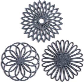 Cls-0021 Colinda Cls-0021/gr Set Of 3 Silicone Trivet Mat - Hot Pot Holder Pads For Table And 2-grey