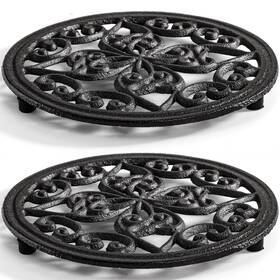 Co-roundmetaltrivet-2p-7.1in Coloch 2 Pack Cast Iron Trivet 7.1 Inch Round Metal With Vintage Patterns
