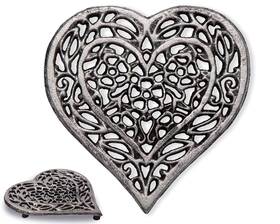 Comfify 707989656401 Cast Iron Heart Trivet Vintage Countertop Decor 6.75 Inch X6.5 With Rubber Feet