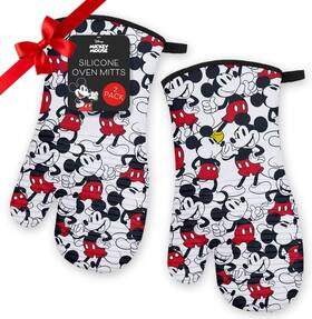 Amz-om100-ds-mica Consumer Products Inc. Disney Silicone Oven Mitts Heat Resistant Set Of 2 Long Cuff Cotton Kitchen Mi