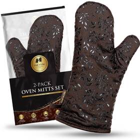 Cook N Chic 850029842019 Premium Heat-resistant Oven Mitts - Stylish And Beautiful Non-slip Platinum