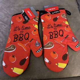 Cooking Concepts 195464632826 Nwt Two Kitchen Oven Mitts It S Time To Bbq 7 Inch X 13 Cotton
