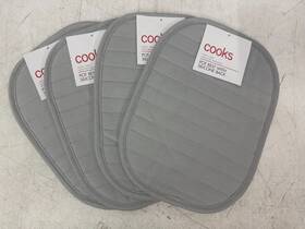 Cooks 719663074586 Lot Of 4 9 Inch X 12.5 Pot Rests With Silicone Backs 100% Cotton - Gray/silver