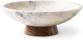 Cam-11-mdb Cork & Mill And Marble Decorative Bowl For Home Decor - Handcrafted 11 In White
