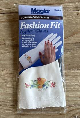 1136-00 Corning Coordinates Vintage Magla Nyplex Rubber Kitchen Dish Gloves Size Medium