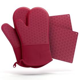 Cosy House Collection 812459037526 4-piece Oven Mitt And Pot Holder Set - 500 F Heat Resista