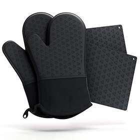 Cosy House Collection 812459037533 4 Piece Oven Mitt And Pot Holder Set 500 F Heat Resistant Trivet Cooking Gloves