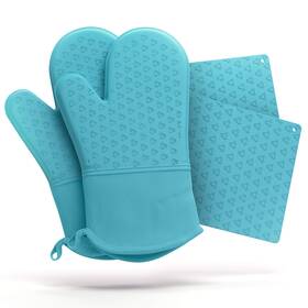 Cosy House Collection 812459037557 4-piece Oven Mitt And Pot Holder Set - 500 F Trivet Cooking Gloves Flexible