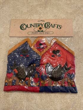 Country Crafts 029441195687 Quilted Puffy Hot Pad House Birds Autumn Brand New