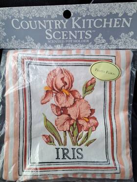 Country Kitchen Scents 048035500614 Vintage Scented Pot Holder Iris 100% Cotton New Os