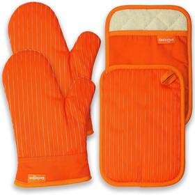 Hu-xi-83 Coziselect Oven Mitts Orange And Pot Holders Set