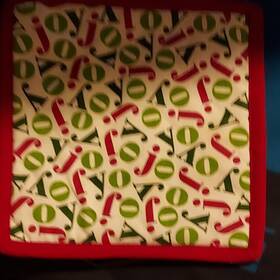 654485 Crate And Barrel Joy Potholder Set Cotton Red Green White Christmas Holiday