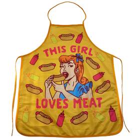 020girllovesmeatma Crazy Dog Tshirts This Girl Loves Meat Apron Funny Hot Backyard Bar-b-que Grilling Kitchen
