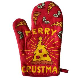 021merrycrustmasma Crazy Dog Tshirts Merry Crustmas Oven Mitt Funny Christmas Pizza Graphic Kitchen Glove