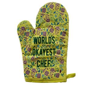 021okayestchefma Crazy Dog Tshirts Worlds Okayest Chef Oven Mitt Funny Cooking Floral Kitchen Glove Gag Gift
