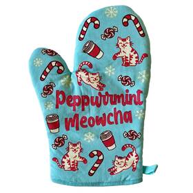 021peppurrmintmeowchama Crazy Dog Tshirts Peppurrmint Meowcha Oven Mitt Funny Christmas Cat Coffee Lover Kitchen Glove