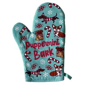 021puppermintbarkma Crazy Dog Tshirts Puppermint Bark Oven Mitt Funny Pet Puppy Lover Festive Christmas Kitchen Glove