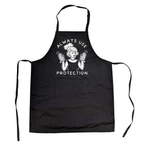 021useprotectionwomanapron Crazy Dog Tshirts Always Use Protection Cookout Apron Funny Sarcastic Sexual Innuendo Kitchen