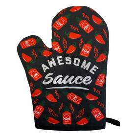 022awesomesaucema Crazy Dog Tshirts Awesome Sauce Oven Mitt Funny Hot Peppers Graphic Novelty Kitchen Glove