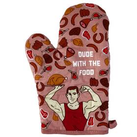 Crazy Dog Tshirts 192704725027 Dude With The Food Oven Mitt Funny Meat Chef Bbq Protein Graphic Kitchen Glove