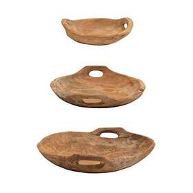 Creative Co-op 191009371687 Teak Wood Handles Set Of 3 Each One Will Vary Bowl Natural