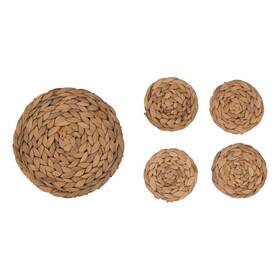 Creative Co-op 191009480624 Hand-woven Water Hyacinth Trivet And 4 Inch Round Set Of 5 Coaste