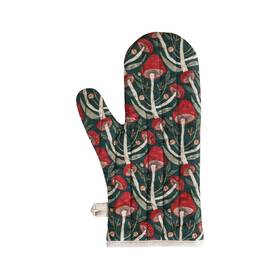 Creative Co-op 191009644446 Quilted Cotton Oven Mitt With Mushrooms Pattern And Loop Multicolor
