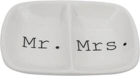 Creative Co-op 739485135647 Ceramic 2 Section Mr. And Mrs. Dish White
