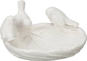 Da1721 Creative Co-op Ceramic Leaf Dish With Birds White