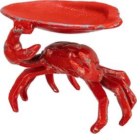 Da6690 Creative Co-op Distressed Red Decorative Cast Iron Crab Shaped Dish