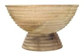 Df2440 Creative Co-op Ridged Mango Wood Footed Bowl Brown