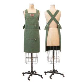 Df4602 Creative Co-op Cotton Canvas Cross Back Apron With Pockets And Rivets Green