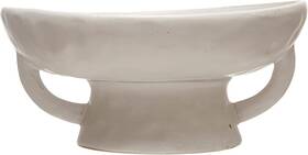 Df4881 Creative Co-op Stoneware Bowl W Reactive Glaze 8 Inch L X 3.75 H White